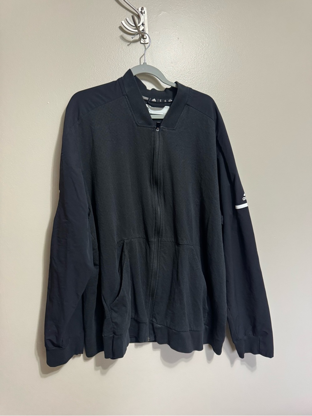 adidas Black Men's Full-Zip Windbreaker Jacket